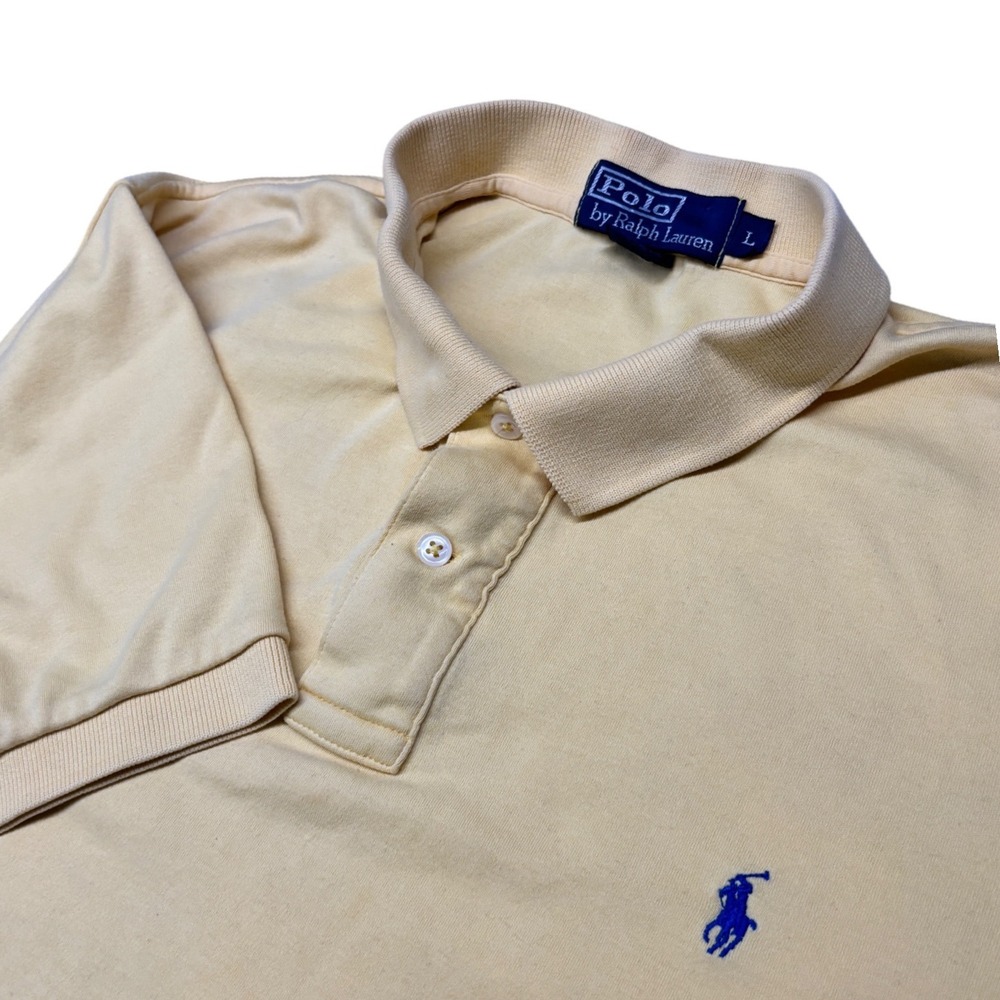 Polo Ralph Lauren Polo Shirt Mens‎ Large Yellow Short Sleeve Embroidered Pony